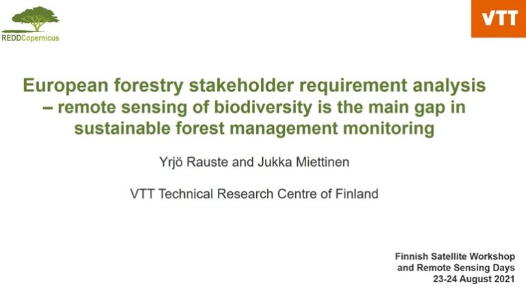 Read more about the article REDDCopernicus participates in the Finnish Satellite Workshop and Remote Sensing Days 2021